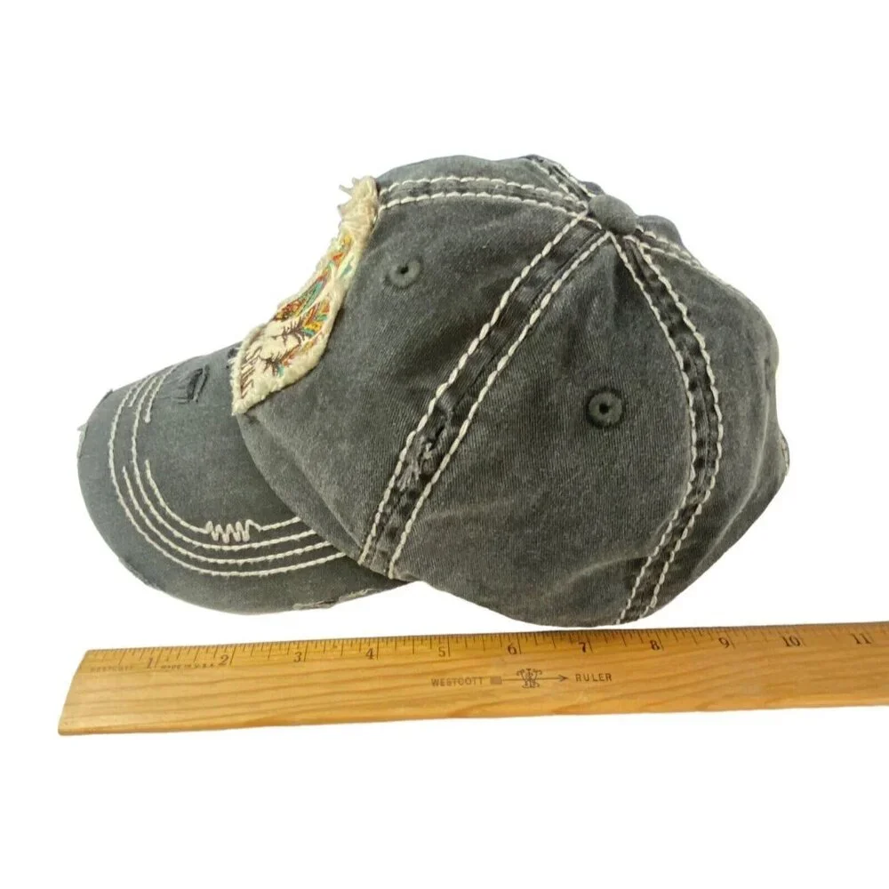 Vtg‎ KBETHOS Women Free Spirit Hat One Size Gray Feathers Casual Travel